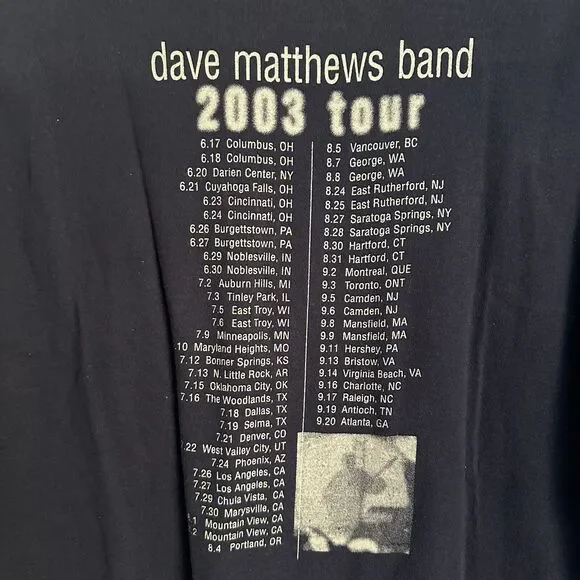 Vintage Dave Matthews Band Local Crew 2003 Tour Shirt Blue size XL